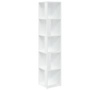 Favemtsl Scaffale angolare bianco, 33 x 33 x 164,5 cm, 5 scomparti, in | Mobile angolare salvaspazio con 5 scomparti aperti e protezione laterale per libri e decorazioni in camera da letto