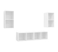 Favemtsl Set di 4 mobili da parete per TV, in legno, colore bianco | Versatile montaggio a parete verticale o orizzontale per soggiorno e camera da letto, con 2 scomparti ognuno per tenere in