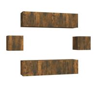 Favemtsl Set di 6 mobili per TV sospesi, in rovere affumicato | Design sospeso per soggiorno e camera da letto: consente di risparmiare spazio sul pavimento e creare ordine chiuso.