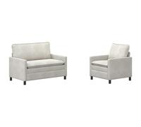 Favemtsl Set di divani da 1 posto e 2 posti, in velluto, color crema | Cuscini in schiuma a doppio strato e robusto telaio in metallo per un comfort elegante in soggiorno e nella zona degli ospiti
