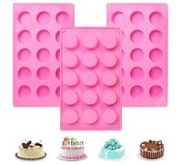 Favengo 3 Pezzi Stampo Cilindrico in Silicone Stampo in Silicone Cilindro a 15 Cavità Stampo in Silicone per Cioccolatini Rotondi per Cupcake Caramelle Cioccolato Sapone in Resina Fatta a Mano, Rosa