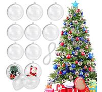 Favengo 30 Pezzi Palle di Natale Trasparenti 4cm Palline Riempite di Plastica Trasparente Ornamenti di Natale Palline Apribili Sfere Natalizie da Riempire con Filo per Decorazione per Albero di Natale