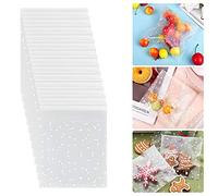 Favengo 400 Pezzi Sacchetti Trasparenti Autoadesivi 10 x 10cm Sacchetti di Biscotti Autoadesivi Plastica Sacchetti di Cellophane Sacchetti Trasparenti A Pois Bianco per Cioccolato Caramelle Biscotto