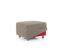 FAVERTI Copridivano super elastico e poggiapiedi quadrato da 40 a 60 cm | modello NOVELE | lino | protezione di qualità tessuto jacquard al tatto cotone | ottomano quadrato