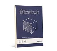 Favini A210634 Sketch blocco collato da disegno 80 fogli di carta da 90gr con finitura naturale e colore avoriato formato A4 (21x29,7 cm) Made in Italy