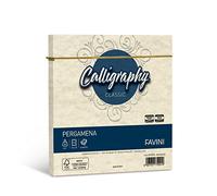 Favini A57Q078 Calligraphy Pergamena confezione 25 buste colore Naturale Avorio 90 gr/m2 formato 17x17 cm ideali per Inviti Partecipazioni Annunci Made in Italy
