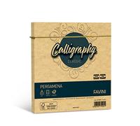 Favini A57W078 Calligraphy Pergamena confezione 25 buste colore Oro 90 gr/m2 formato 17x17 cm ideali per Inviti Partecipazioni Annunci Made in Italy
