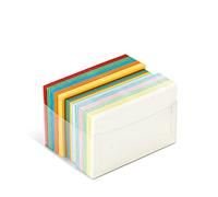 Favini A57X151 Scatola multicolore da 100 Buste e 100 Cartoncini 5 colori intensi + 5 colori pastello assortiti Dimensioni 7,2x11 cm. Tanti colori ideali per ogni occasione speciale, Made in Italy