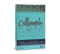 Favini A69G564 Calligraphy Nature Remake colore Acquamarina 50 cartoncini da 250 gr/m2 formato A4 21x29,7 cm ideali per Inviti Partecipazioni Diplomi Menù Made in Italy