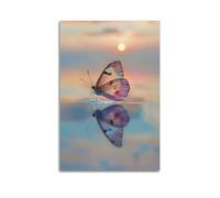 FAVIRXPYU Quadro decorativo da parete su tela con immagine di farfalle e alba, immagine di animale, decorazione moderna per camera da letto, 50 x 75 cm