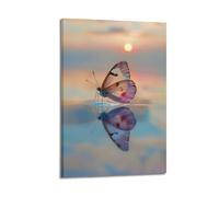 FAVIRXPYU Quadro decorativo da parete su tela con immagine di farfalle e alba, immagine di animale, decorazione moderna per camera da letto, 50 x 75 cm