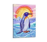 FAVIRXPYU Quadro decorativo da parete su tela, motivo: pinguino sotto l'alba, decorazione moderna per la camera da letto, 30 x 45 cm