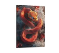 FAVIRXPYU Quadro decorativo da parete su tela, motivo: serpente tra le fiamme, decorazione moderna per camera da letto, 60 x 90 cm