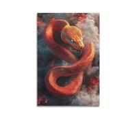 FAVIRXPYU Quadro decorativo da parete su tela, motivo: serpente tra le fiamme, decorazione moderna per camera da letto, 40 x 60 cm