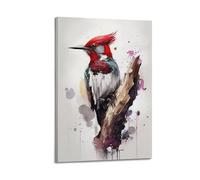 FAVIRXPYU Stampa artistica da parete con animali e uccellini su un ramo ad acquerello, decorazione moderna su tela, 40 x 60 cm