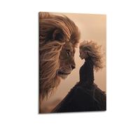 FAVIRXPYU Stampa artistica da parete su tela con animali realistici, immagine di leone e umano, decorazione moderna per la camera da letto, 30 x 45 cm