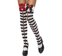 Favola Alice Autoreggenti Calzini Bianco Nero+Rosso Fiocchi Costume