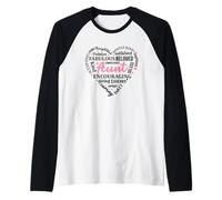 Favolosa amata zia cuore parole arte Maglia con Maniche Raglan