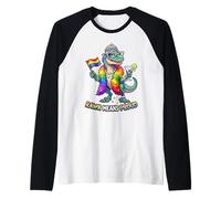 Favoloso Rainbow Pride-o-Saurus Rex Maglia con Maniche Raglan