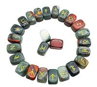 favoramulet Set di pietre runiche vichinghe naturali di Futhark, con incisione a forma di lettera norrena stregoneria rune, cristallo curativo, reiki, divinazione, pietre preziose di forma irregolare