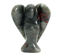 favoramulet Statua di angelo custode con pietra del sangue africana da 5 cm, angelo della pace curativo intagliato con ala in pietra tascabile