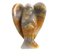 favoramulet Statua di angelo custode in agata pazza da 5 cm, angelo della pace curativo intagliato con ala in pietra tascabile