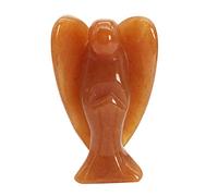 favoramulet Statua di angelo custode in cristallo di avventurina rossa, 5,1 cm, angelo della pace curativo intagliato con ala in pietra tascabile