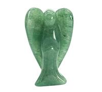 favoramulet Statua di angelo custode in cristallo di avventurina verde, 5,1 cm, angelo della pace curativo intagliato con ala in pietra tascabile