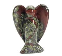 favoramulet Statua di angelo custode in cristallo di pietra del sangue del drago, 5 cm, angelo della pace curativo intagliato con ala in pietra tascabile