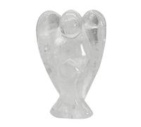 favoramulet Statua di angelo custode in cristallo di quarzo di roccia da 5 cm, angelo della pace curativo intagliato con ala in pietra tascabile