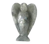 favoramulet Statua di angelo custode in pietra di luna, 5 cm, con pietra di luna, angelo della pace curativo intagliato con ali