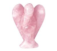 favoramulet Statua di angelo custode in quarzo rosa da 5 cm, angelo guaritore intagliato con ala e pietra tascabile