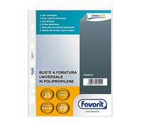 Favorit 100460018 - Buste Foratura Universale 25 Buste, 15 x 21 cm, Trasparente