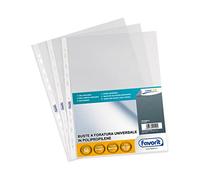 Favorit 100460024 Buste Perforate, Buccia d'Arancia, Medio Spessore, 21 x 29.7 cm, 50 Pezzi, Trasparenti