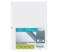 FAVORIT - 100460065 - Buste forate Special PP - Superior - liscio - 23x33 cm - trasparente - Favorit - conf. 25 buste - 39407 - Conf. da 1 Pz. - 100460065