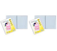 Favorit 100460235 - Portalistino con Buste Fisse e Tasca Frontale Personalizzabile per Fogli 20 Buste, A5, Trasparente (Confezione da 2)