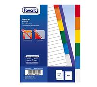 Favorit 100500802 Divisori con Foratura Universale per Raccoglitori ad Anelli con 6 Tacche Neutre Colorate, Formato Interno A5, in Polipropilene (Materia Plastica Atossica)