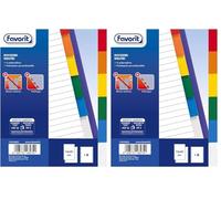 Favorit 100500802 Divisori con Foratura Universale per Raccoglitori ad Anelli con 6 Tacche Neutre Colorate, Formato Interno A5, in Polipropilene (Materia Plastica Atossica) (Confezione da 2)