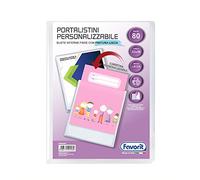 Favorit 400090487 - Portalistino Personalizzabile Premium, 80 Buste, Trasparente