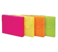 Favorit 400102066 Valigetta Porta Documenti Neon con 2 Asole Porta Riga, Formato Esterno 38X29 cm Dorso 5 cm, 4 Colori Fluo Arancio, Fucsia, Verde e Giallo, Prodotto Singolo in un colore casuale