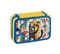 Favorit Astuccio 3 scomparti per la scuola, fornito di cancelleria, 20x13x7,5 cm, ART Blu