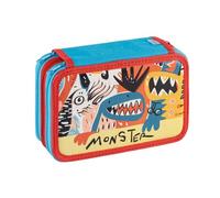 Favorit Astuccio 3 scomparti per la scuola, fornito di cancelleria, 20x13x7,5 cm, ART Rosso