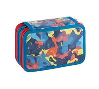 Favorit Astuccio 3 scomparti per la scuola, fornito di cancelleria, 20x13x7,5 cm, Mimetic Blu