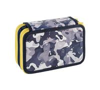 Favorit Astuccio 3 scomparti per la scuola, fornito di cancelleria, 20x13x7,5 cm, Mimetic grigio