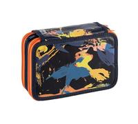 Favorit Astuccio 3 scomparti per la scuola, fornito di cancelleria, 20x13x7,5 cm, Mimetic Nero