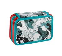 Favorit Astuccio 3 scomparti per la scuola, fornito di cancelleria, 20x13x7,5 cm, Mimetic Verde