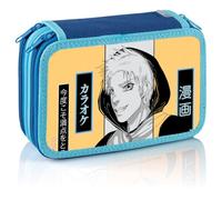 Favorit Astuccio 3 Scomparti, Stampe Manga, 20x13x7,5 cm, con Cancelleria