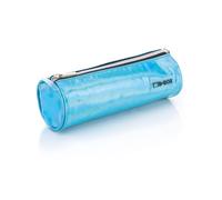 Favorit, Busta Glossy porta Trucco con cerniera, colore Azzurro, ideale da borsetta , formato 22 cm x 7.5 cm