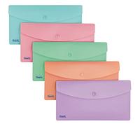 FAVORIT - 400151719 - Buste con bottone - PPL - 9,9 x 21 cm - colori assortiti Pastel - Favorit - conf. 5 pezzi - 94512 - Conf. da 1 Pz. - 400151719