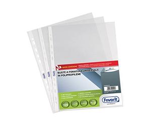 Favorit Buste Perforate, Leggere, 22 x 30 cm, 100 Pezzi, Trasparenti